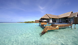 brown cottage on body of water during daytime HD wallpaper