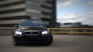 black BMW car, BMW, drift, car, vehicle HD wallpaper