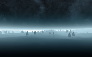 black and white Samsung Galaxy Tab, nature, winter, landscape, snow HD wallpaper