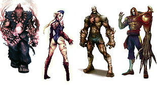 four Capcom characters, Street Fighter, Cammy, Akuma, Vega