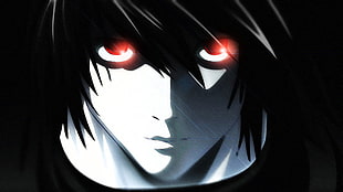 black haired male anime illustration, anime, Death Note, Lawliet L