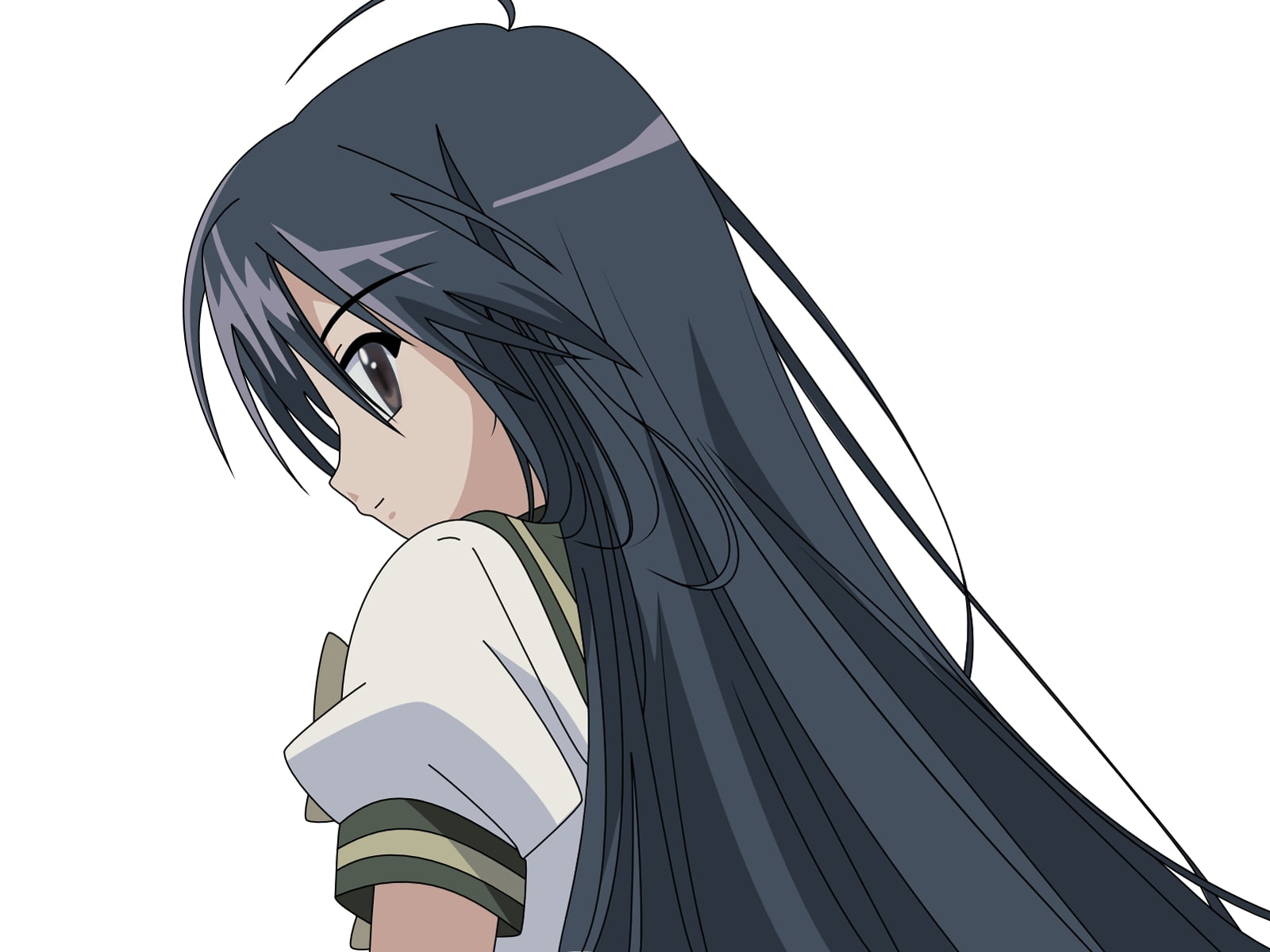 gray haired female anime character