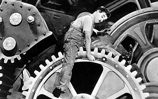 Charlie Chaplin, Modern Times, Charlie Chaplin, gears, machine HD wallpaper