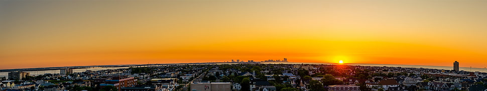 panoramic photography of city, Atlantic City, city, sunset, Sun HD wallpaper