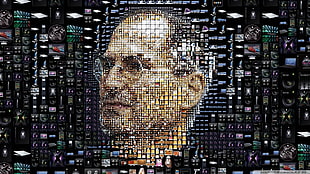 black and white area rug, Steve Jobs, mosaic HD wallpaper