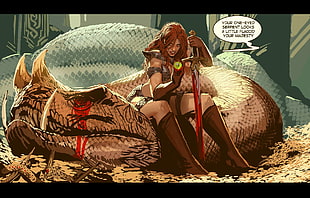 female character with sword wallpaper, Nebezial, red sonja, innuendo, Conan the Barbarian HD wallpaper