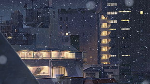 gray building illustration, Makoto Shinkai , Kimi no Na Wa, anime HD wallpaper