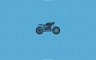 black bobber motorcycle icon, motorcycle, minimalism, blue background