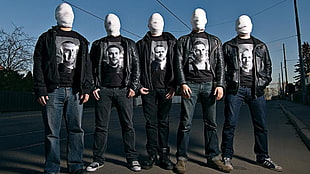 five boy bands with portrait printed shirt set