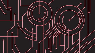 black and red circuit illustration, vector, futuristic, red, Tengen Toppa Gurren Lagann