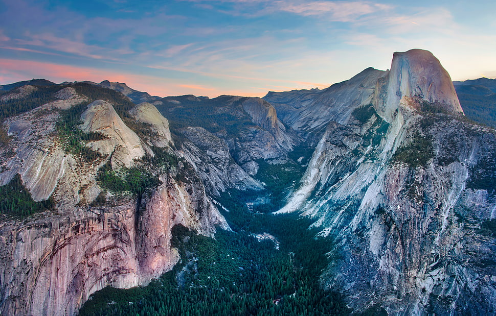 mountain range landscape during daytime, yosemite HD wallpaper