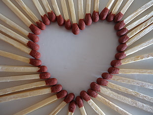 brown matches heart shaped art HD wallpaper