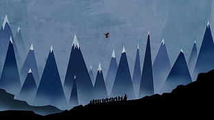 people climbing mountain illustration HD wallpaper