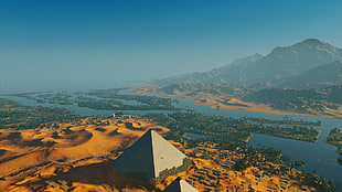 pyramid under blue sky, Assassin's Creed, Assassin's Creed: Origins, screen shot, video games HD wallpaper