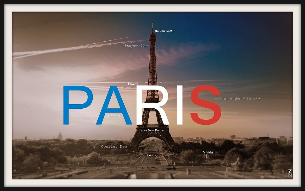 Eiffel Tower photo, solid color, Paris, typography, street HD wallpaper