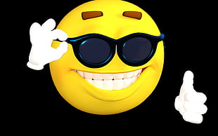 emoji clip art, smiley, hands, dark background, humor