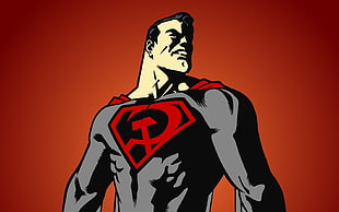 Superman illustration, orange, communism