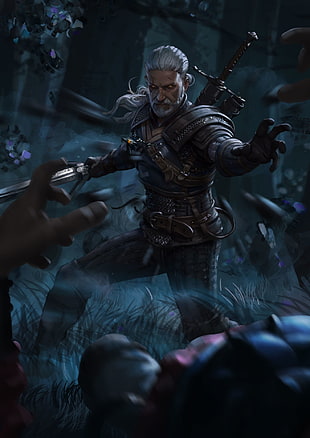 Witcher 3 digital wallpaper, magic, The Witcher, Geralt of Rivia, The Witcher 3: Wild Hunt