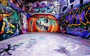 multicolored graffiti, wall, graffiti