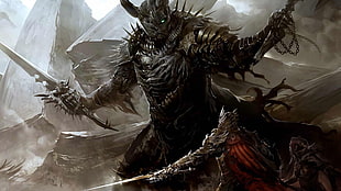monster holding sword illustration, Guild Wars 2, video games
