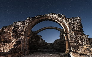 arch stone, ruin, arch, sky HD wallpaper