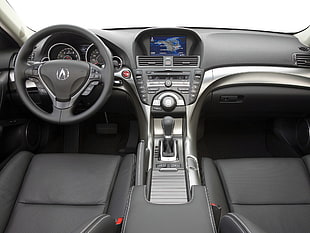 black Acura car interior with car GPS turned on