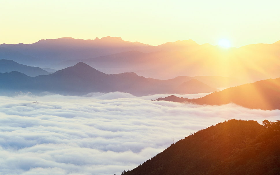 mountains and clouds, nature HD wallpaper