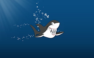 black and white shark cartoon character