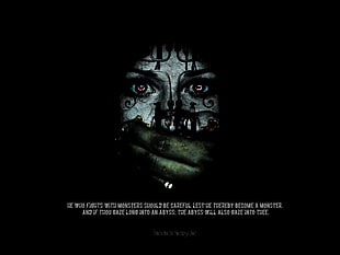monster poster, quote, text, philosophy, Friedrich Nietzsche HD wallpaper