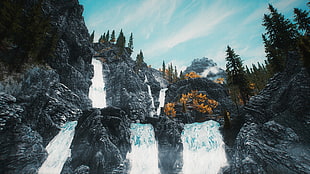 waterfalls, The Elder Scrolls V: Skyrim, video games, waterfall