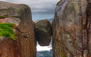 brown rock on mountain, stones, cliff, mountains, Norway