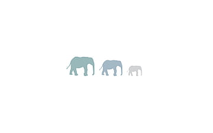 three gray and teal elephant silhouette