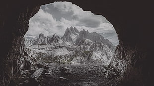 black cave, landscape, mountain pass, cave, eberhard grossgasteiger HD wallpaper