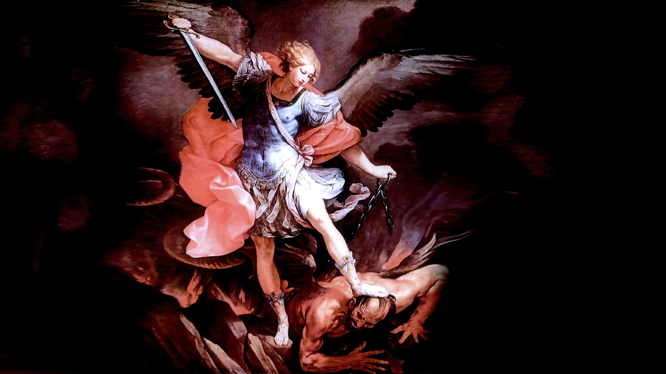 angel vs devil illustration, angel, religion, fantasy art, Michael