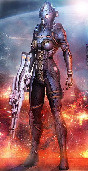person in gray suit photo, Mass Effect, Cerberus , Nemesis, science fiction HD wallpaper