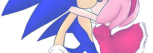Sonic and Rose illustration, Sonic, Sonic the Hedgehog, kissing, hugging