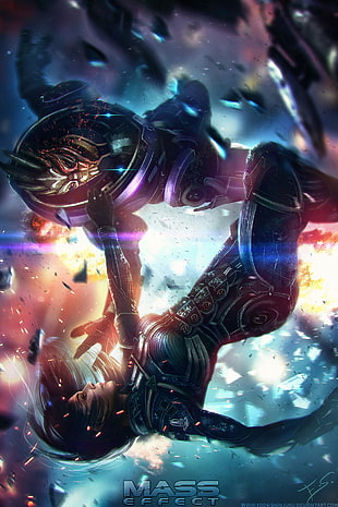 Mass Effect illustration, Mass Effect, video games, garrus, Commander Shepard
