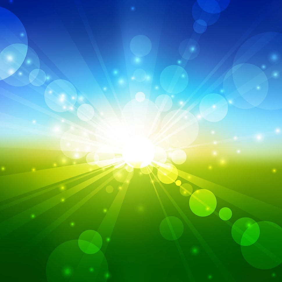 blue, yellow, and green light ray HD wallpaper
