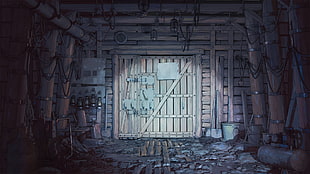 digital painting of wooden door, lantern, Everlasting Summer, Constantine