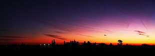 silhouette of cityscape, sunset, landscape, Melbourne, cityscape HD wallpaper