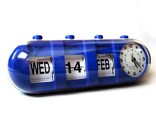 blue analog with calendar clock HD wallpaper