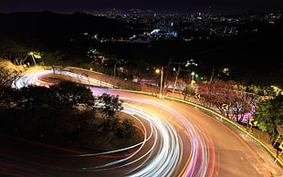 Still Shot Photography of high way during night