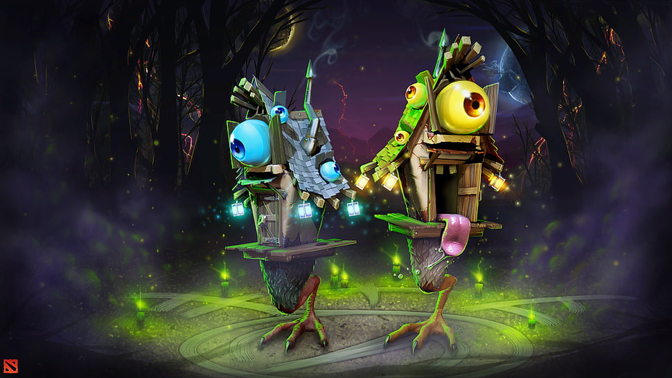 two blue and brown monster nest boxes, Dota 2, Loading screen HD wallpaper
