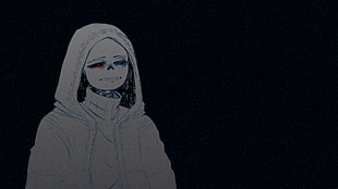 android kid illustration, Undertale, hoods, skeleton, depressing