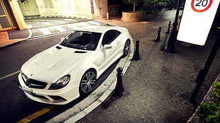 white 5-door hatchback, Mercedes-Benz, supercars, car