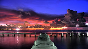 dock during golden hour photo