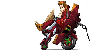 Asuka Langley Soryu wallpaper, Neon Genesis Evangelion, Asuka Langley Soryu, EVA Unit 02, motorcycle