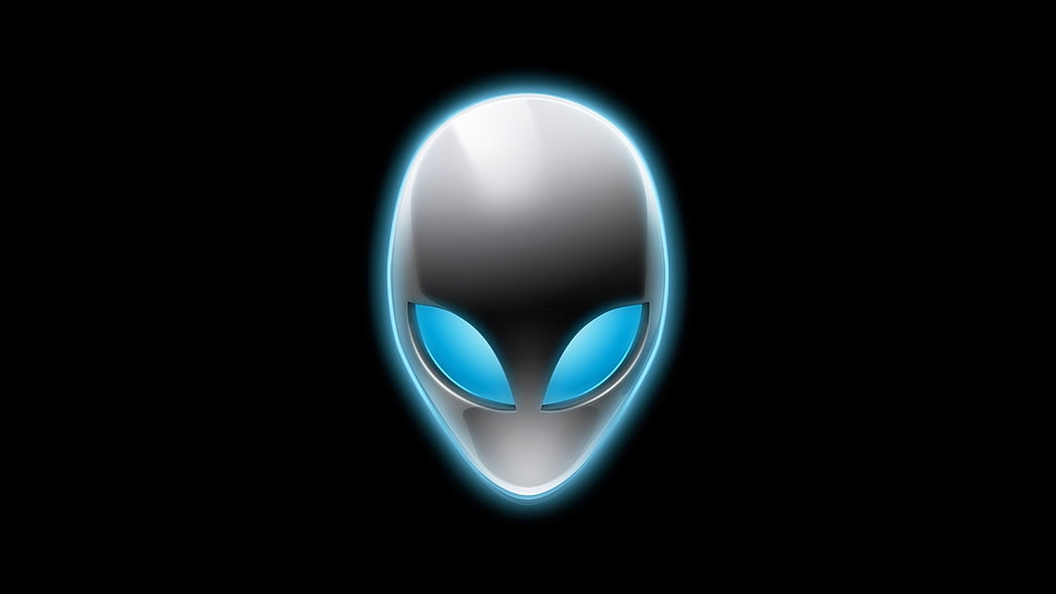 Alienware logo, digital art, simple background, aliens HD wallpaper