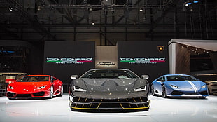 red, black, and blue cars, Lamborghini, Lamborghini Centenario LP770-4, exotic, car