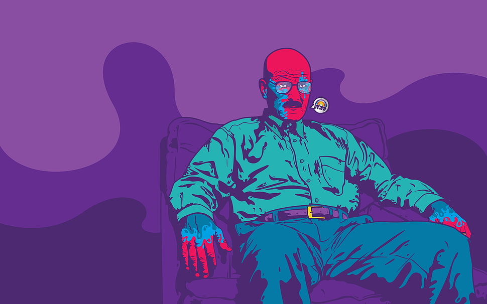 illustration of man sitting on armchair HD wallpaper